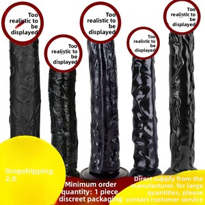 Grand Godemichet Réaliste Extra-Long Noir Sans Œuf à Ventouse, Plug Anal Super Épais, Jouet Sexuel SM, Consolador, Grand Godemichet - Product Image 1