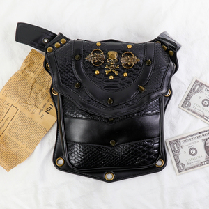 Halloween Steam Punk suave PU cuero hombres y mujeres cintura divertida pierna bolsa motocicleta Unisex mensajero bolsas hombro bandolera - Product Image 2