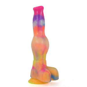 Gerçekçi köpek şekilli aydınlık yapay penis yumuşak silikon kadın mastürbasyon seks bebek Anal Plug ile özel parçalar Dildos - Product Image 6