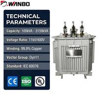 Transformateur de puissance immergé dans l'huile à haut rendement WB-162 100kVA-3150kVA, enroulement en cuivre, 60Hz, transformateur 10kV