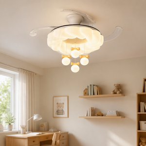 Ventilateur de <span class=keywords><strong>plafond</strong></span> LED style crème avec lampe intégrée invisible pour chambre, bureau et salle à manger - Product Image 6