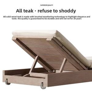 Silla reclinable moderna de teca para ocio, muebles impermeables de metal para exteriores, tumbona para piscina, tumbona, cama - Product Image 6