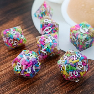Ensemble de 7 pièces en polyèdre, couleur claire, élément donut, dés, décideurs, <span class=keywords><strong>jeu</strong></span> d'équipe, <span class=keywords><strong>jeu</strong></span> de dés, <span class=keywords><strong>jeu</strong></span> de dés en résine dnd - Product Image 4