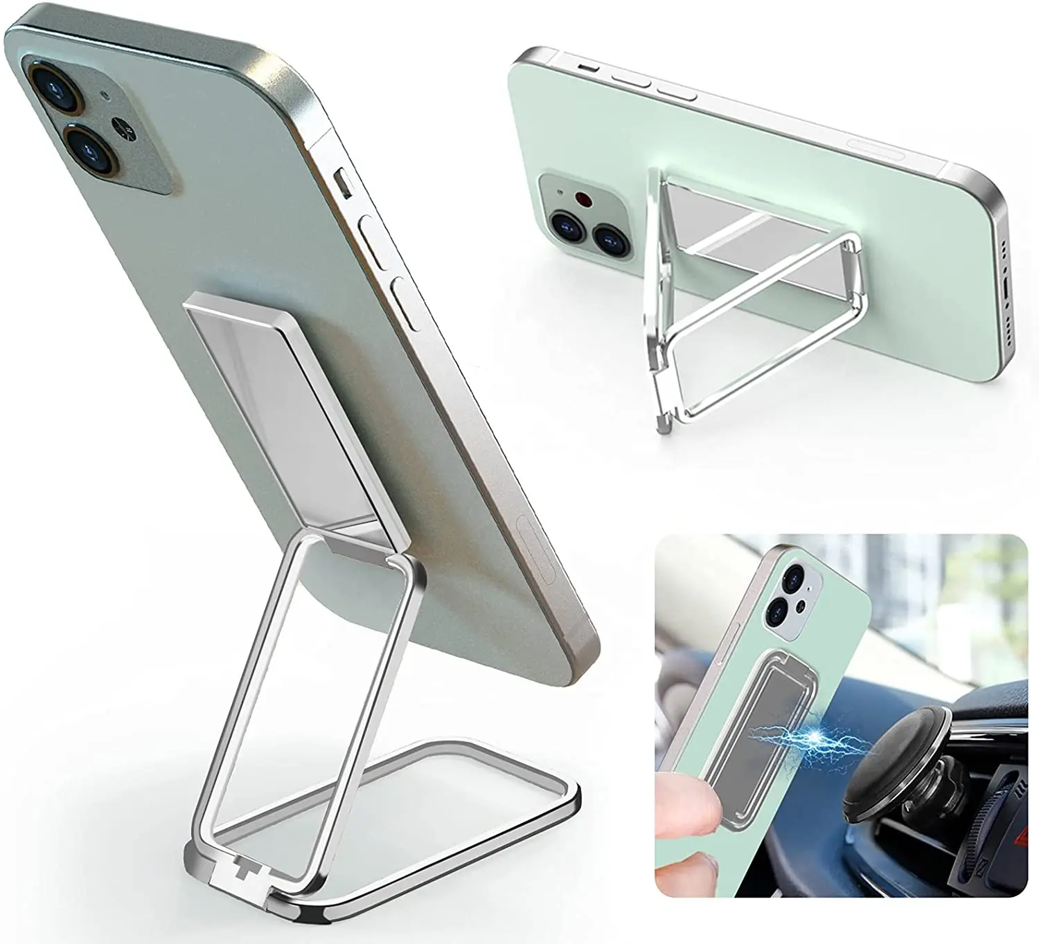 Adjustable Foldable Multi Angle Hand Grip Mount Metal Double Ring Phone Stand Finger Kickstand Car Magnetic Mobile Phone Holder