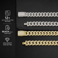 Collier à maillons cubains en zircone cubique sertie de pierres, longueur personnalisée, bijoux hip-hop, vente en gros, prix direct usine, faible MOQ