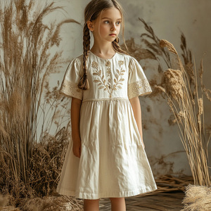 ODM Supply Mori Style College Vestido y falda de moda para niñas Diseño original Bordado Manga larga Look de verano - Product Image 3