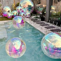 Boule miroir publicitaire géante iridescente flottante en PVC, ballon miroir gonflable