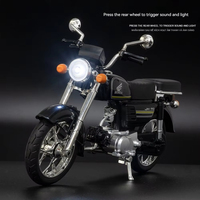 1:10 échelle Jialing JH-70 modèle en métal moulé sous pression son et lumière émettant ornement de direction de roue avant moto alliage modèle jouet