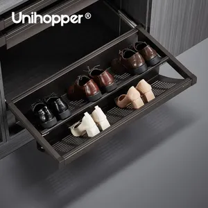 Unihopper Manufacturer High Quality Wardrobe Accessories Adjustable Pull Out Aluminum Shoe Rack for Shoe Cabinet