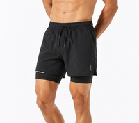 Shorts de sport respirants pour hommes, conçus sur mesure (OEM), avec cordon de serrage élastique à la taille, couche extérieure et doublure intérieure, parfaits pour la course et la gym.
