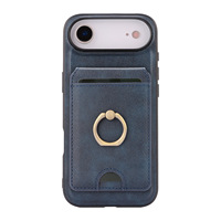 Casing Ponsel IPhone17 Air dengan Ring Holder, 16 Slot Kartu, Pengisian Daya Nirkabel, Gaya Vintage Kulit, Pelindung, Logo Dapat Disesuaikan