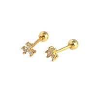 Klassische 18 Karat vergoldete süße Design 925 Sterling Silber Zirkonia Blumen schraube Ohr stecker