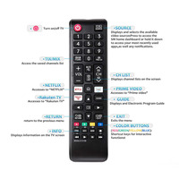 Nuevo Control Remoto de Reemplazo BN59-01315B para Smart TV Samsung UE43RU7105 UE50RU7179 con Teclas para NETFLIX, Prime Video y Rakuten TV