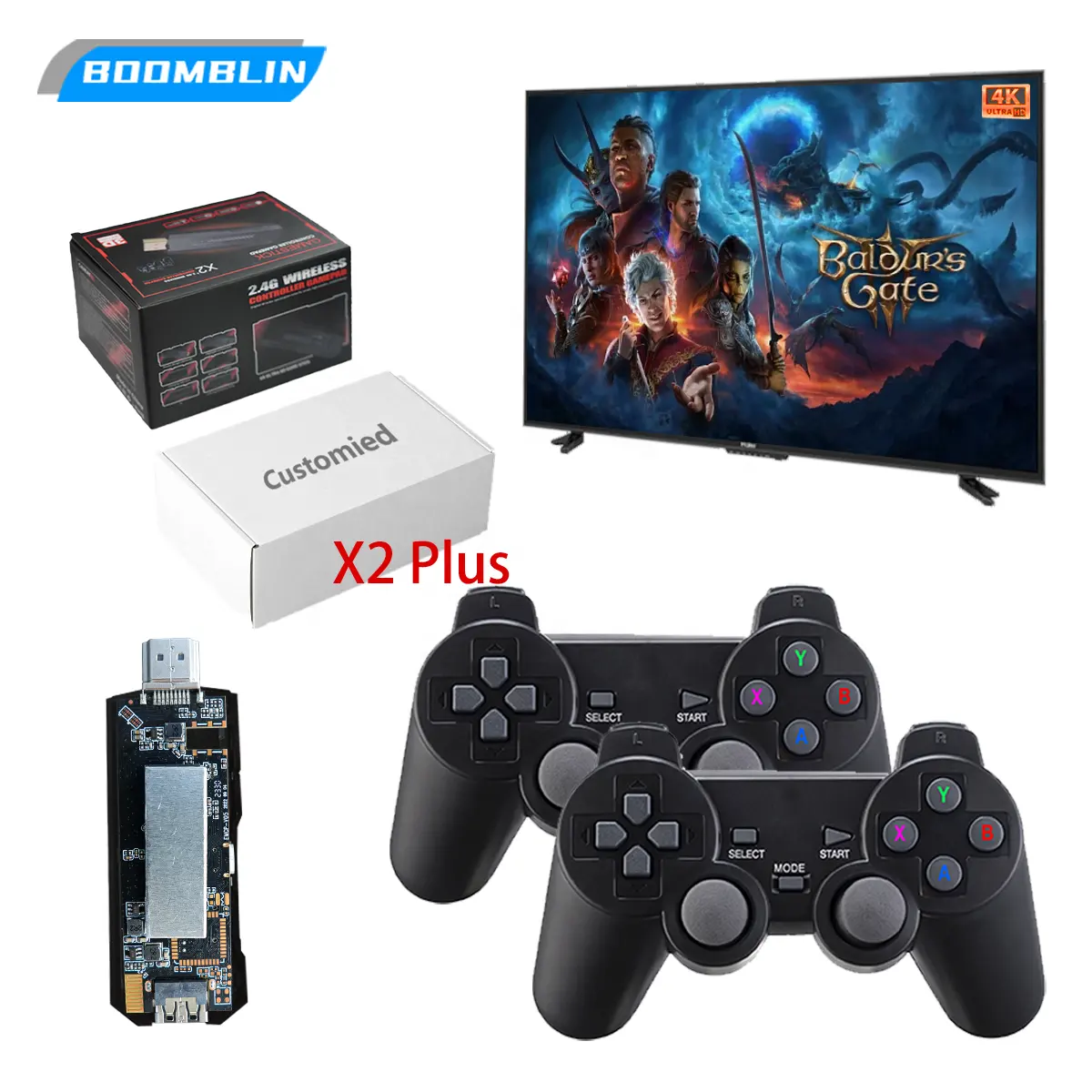 Kustom X2 Plus permainan tongkat 64G/30000 128G/40000 Retro Arcade 4K permainan joystick kontrol Video X2 Para Navidad Juegos