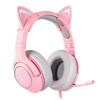 Casque de jeu Onikuma K9 avec oreilles de chat, stéréo, couleur unie, avec suppression du bruit pour PS4/Xbox/PC/Switch