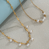 Collar de Perlas de Agua Dulce con Cadena Cruzada y Borla Barroca, Chapado en Oro PVD de 18K, Resistente al Agua, para Mujer, Bingxin