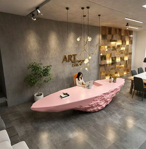 Mostrador de Recepción Curvo de Fibra de Vidrio Personalizado, Mostrador de Lujo con Tamaño y Color a Medida para Hotel, Salón, Centro Comercial - Product Image 3