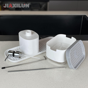 2024 distributore di sapone <span class=keywords><strong>liquido</strong></span> in <span class=keywords><strong>plastica</strong></span> bianca di ultimo prodotto per piatti caldi da cucina porta spugna per lavaggio con organizzatore Extra - Product Image 3