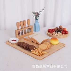 Stars Bamboo Cheese Board Cutlery Set With <b>Knife</b> Fork Multifunctional Wooden Cutting Board For <b>Bread</b> Fruit Vegetable - Product Image 4