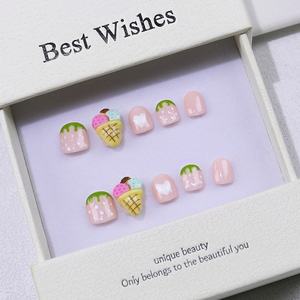 <span class=keywords><strong>Uñas</strong></span> a presión con logotipo personalizado de 10 piezas hechas a mano para niños, modelo de diseño de estilo salón 3D de alta calidad, <span class=keywords><strong>uñas</strong></span> artificiales - Product Image 1