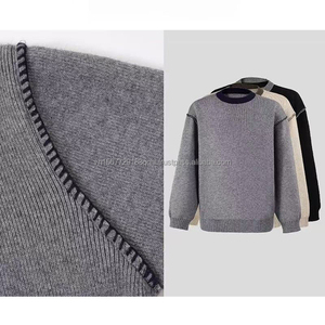 Suéter de Punto con Cuello Redondo y Bloques de Color para Hombre, Camiseta Interior, Estilo Old Money, Suéter de Otoño-Invierno de Alta Gama - Product Image 2