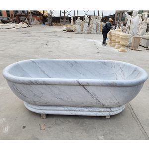 Salle de bains autoportante en marbre blanc de Carrare Surround de <span class=keywords><strong>baignoire</strong></span> - Product Image 6