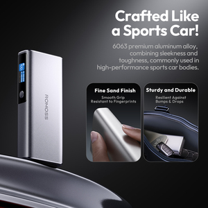 <span class=keywords><strong>ROMOSS</strong></span> แบตเตอรี่สำรองสำหรับแล็ปท็อปและโทรศัพท์ความจุสูง20000mAh พร้อมอะลูมิเนียมอัลลอยระดับพรีเมียมและเอาต์พุต130W - Product Image 4