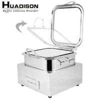 Huadison Équipement de traiteur Buffet Arabe Chaffing Plats Buffet Traiteur Réchaud électrique en acier inoxydable avec couvercle en verre