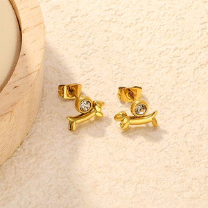 Divertidos Pendientes de Acero Inoxidable 316L con Baño de Oro PVD de 14k y 18k, Joyería de Lujo de Alta Calidad, Pendientes de Moda con Forma de Perro para Mujer - Product Image 3