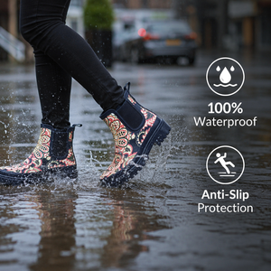 Botas de Lluvia Chelsea con Diseño Paisley para Mujer, Elásticas, Impermeables, de Goma, Fáciles de Poner, Modernas - Product Image 2