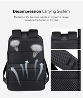 BSCI - Mochila de Viaje Oxford Impermeable y Antirrobo para Ordenador Portátil, Color Negro, con Puerto USB para Carga de Ordenador Portátil