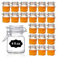 Pot en verre vide de 120 ml pour le stockage des aliments avec couvercle hermétique à fermeture à ressort pour les épices