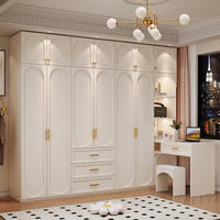 Meubles de chambre à coucher fabriqués en usine, armoire de style français couleur crème, coiffeuse intégrée, meubles de chambre à coucher en bois massif