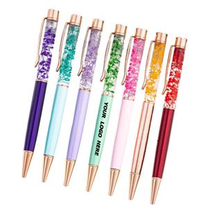 Bolígrafos Personalizados con Cristales en Forma de Flor - Tinta Negra, Arena Líquida, para la Escuela, Oficina, Bodas, Regalos de Cumpleaños - Product Image 1