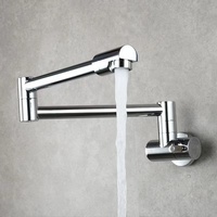 Robinet de cuisine mural moderne en acier inoxydable, pliable, avec bras télescopique pivotant, simple eau froide, anti-éclaboussures, avec cartouche céramique latérale 1