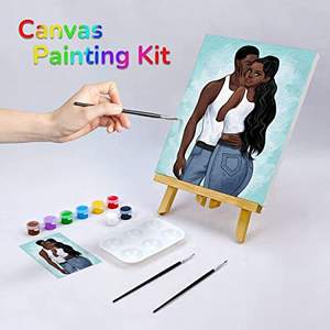 Set Set di Sip e Kit di vernice Pre-disegnata tela Afro King Queen Painting Set Kit di tela elasticizzata Pre-disegnata per la pittura - Product Image 3