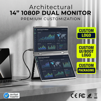 Monitor Portabel Ultra-Tipis 14-Inci 1920x1080 IPS Antarmuka Tipe-C Ekstensi Layar Laptop Tiga Lipat Speaker Internal Bisnis
