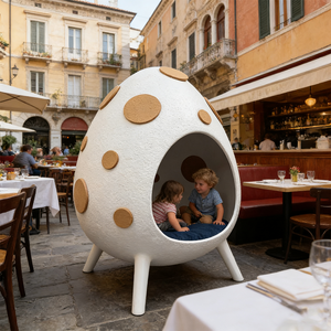 Poltrona a Uovo Personalizzata Creativa in Fibra di Vetro Plastica Sedia a Forma di Uovo Cava per Parco Giochi Bambini Scuola Montessori - Product Image 2