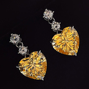 Orecchini con zirconi a forma di cuore per donna, gioielli dolci, eleganti, romantici, alla moda per tutti i giorni - Product Image 2