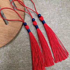 Traditional Red Polyester Tassels With Royal <b>Blue</b> <b>Beads</b> For Wedding Decorations Home Textiles - Product Image 2