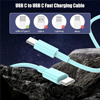 Cable de Carga Rápida HNT Colorido de 60W PD 3A, 2M, Cable de Datos Dual Multi USB-C para iPhone 15/16/17 y Laptop, Gran Venta