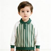 Sweat-shirt polo à manches longues à rayures personnalisé OEM de haute qualité pour garçons