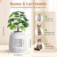 Bac à litière pour chat en plastique blanc, design imitation plante, contrôle des odeurs, filtre à charbon, pelle en plastique, enclos dissimulé, accessoire rectangulaire 20L