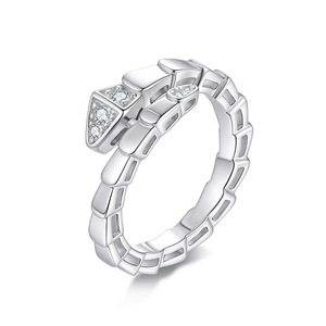 Anillo ajustable de plata de ley S925 con moissanita, diseño de serpiente, chapado en tres colores, joyería fina, regalo para mujer, uso diario, fiestas, citas - Product Image 2