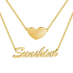 <span class=keywords><strong>Collana</strong></span> Personalizzata in <span class=keywords><strong>Oro</strong></span> 18 <span class=keywords><strong>Carati</strong></span> con Ciondolo Nome in Acciaio Inossidabile, Stile Popolare per Lei - Product Image 3