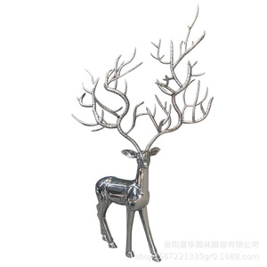 Stainless Steel Deer Sculpture Mirror Finish Outdoor Garden Ornament Freestanding Animal Shape JH-0926 - Product Image 5