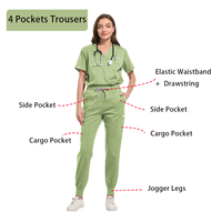 Ensembles d'uniformes d'allaitement professionnels pour femmes Ensemble de gommages Uniformes d'infirmière pour haut et pantalon de médecin hospitalier avec col en V à poches multiples