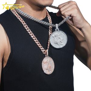 Joyería fina círculo redondo 2,5 "sólido bebé ángulo 925 plata esterlina hombres VVS diamante moissanite Hip Hop colgantes personalizados - Product Image 6