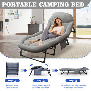 Customized Lightweight Space Saving <strong>Single</strong> Folding Metal <strong>Bed</strong> <strong>Mattress</strong> Style Folding Camping <strong>Bed</strong> for Adults <strong>Single</strong> - Product Image 3
