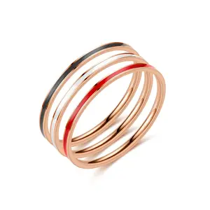 Groothandel 1Mm Dunne Roestvrijstalen Paar Ring Sieraden Voor Vrouwen Mannen Wit Rood Zwart Klassiek Minnaar Sieraden Verjaardagsgeschenken